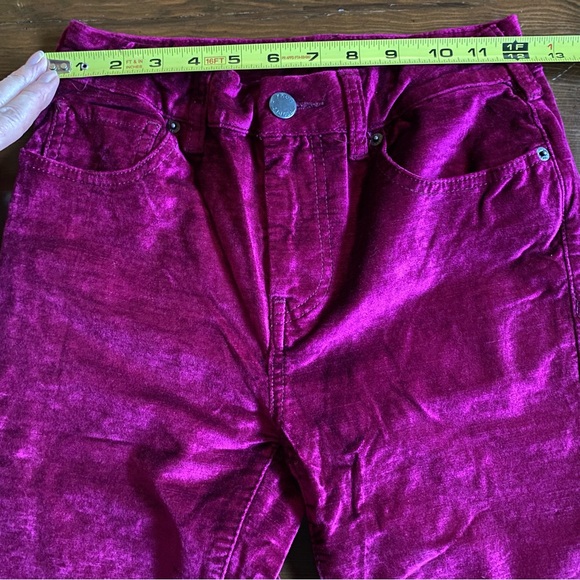 Free People Bright Magenta Cotton Blend Velvet Crop Flare Boho Pants Size 25 - Picture 12 of 14